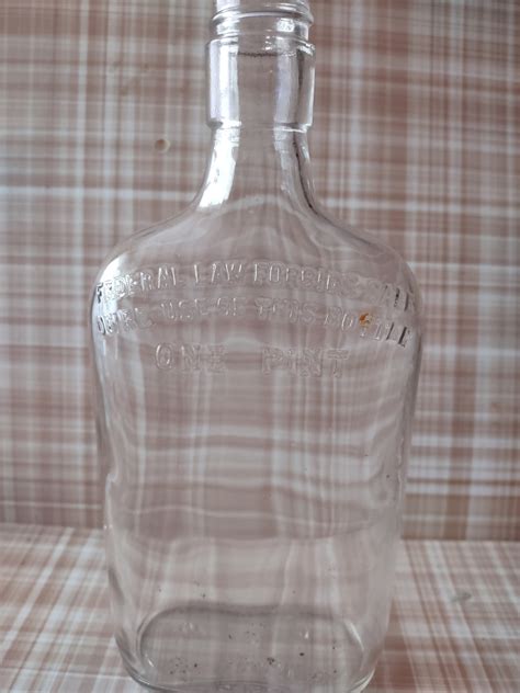 Vintage Clear Pint Liquor Bottle - Etsy