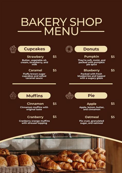 bakery menu ideas