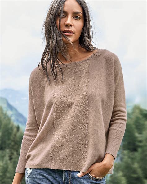 Lace-Inlay Cashmere Sweater | Garnet Hill