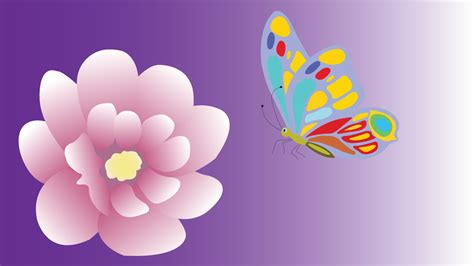 Soft color flower and butterfly isolated on background. Greeting card ...