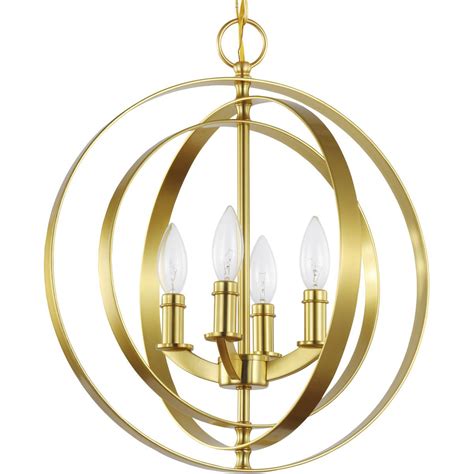 Progress P3827-12 Equinox 4 Light 16 inch Satin Brass Pendant Ceiling Light