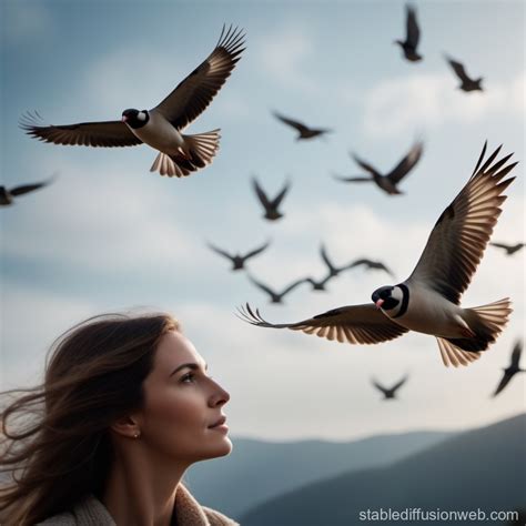 Experience of Human Flight with Birds | Stable Diffusion Online