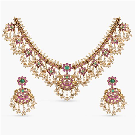 Buy Tarinika's Classic Pearls Guttapusalu Antique Necklace Set ...
