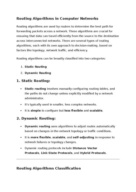 008 - Routing Algorithms in Computer Networks: Overview and Types - Studocu