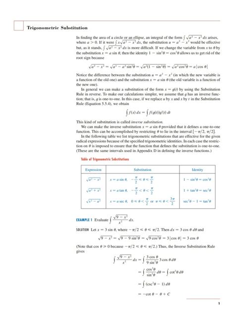 SOLUTION: Integration and trigonometric substitution functions - Studypool