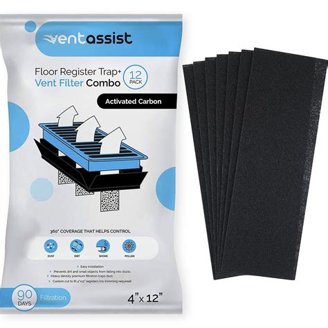 Vent Assist Duct Register Filters - Activated Carbon, MERV 8, 4"x12 ...