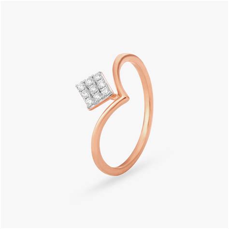 Modernist Square Diamond Finger Ring