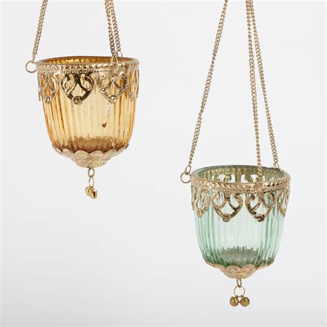 Buy Shalimar Set of 2 Glass Hanging T-Light Holders from Home Centre at ...
