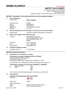 Ethyl Acetate Safety Data Sheet (SDS)