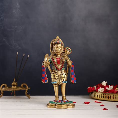 Buy Brass Standing Hanuman in a blessing posture 8" – Budhshiv.com