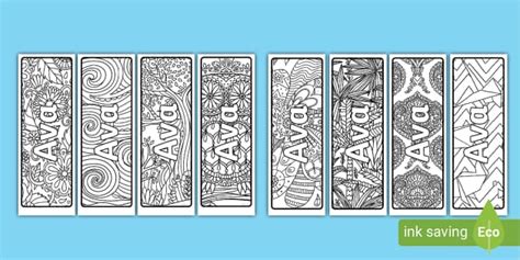 Ava Mindfulness Name Colouring Bookmarks (teacher made)