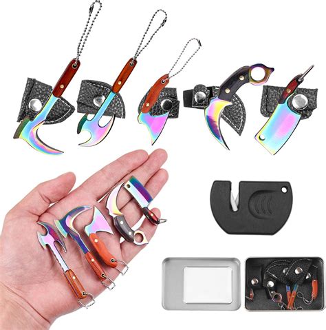 Amazon.com: 11 Pieces Mini Pocket Knife Set Tiny Knife Damascus for ...