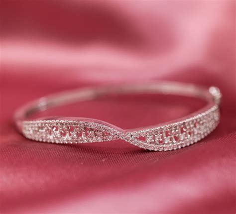 White Rhodium-Plated CZ Stones Bracelet for Women