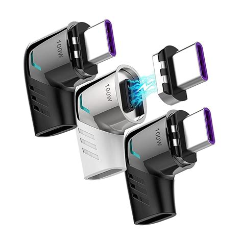 Buy Magnetic USB Type C Adapter (3 Pack), Right Angle USB C Connector ...