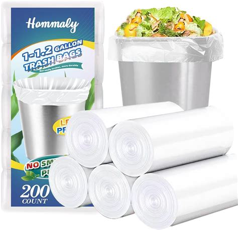Amazon.com: Hommaly 1 Gallon (Fit 1-1.2 Gal)200 pcs Small Clear Trash ...