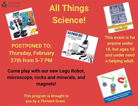 All Things Science—STEM Kit Workshop, 121 W Park Ave, Berlin, WI ...