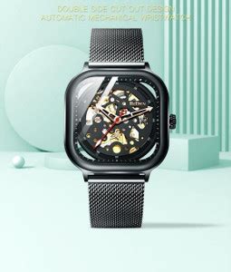 OVERFLY Black Automatic Mechanical Skeleton Luxury BIDEN Black ...