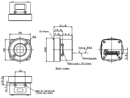 STC Series (Small Board Camera) Small Board Camera/Dimensions | OMRON ...