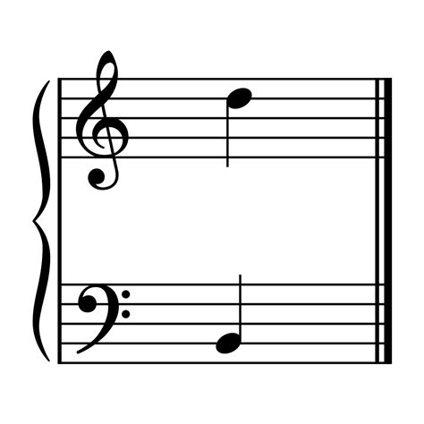 Musical grand staff template with treble and bass clefs and notes example. 15540706 Vector Art ...