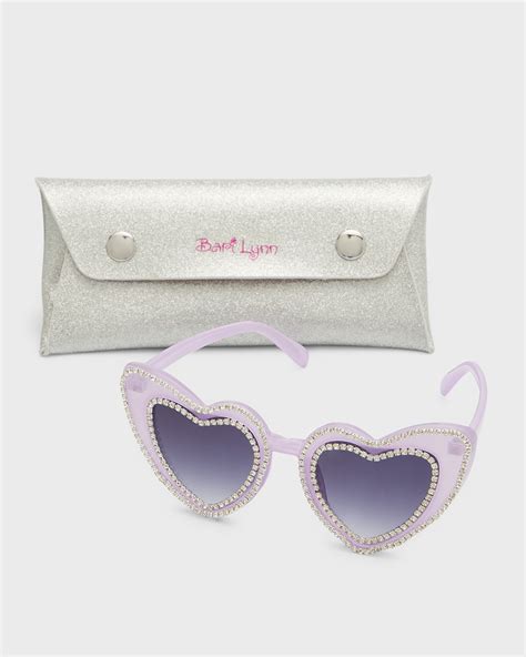 Bari Lynn Girl's Rhinestone Heart-Shaped Sunglasses | Neiman Marcus