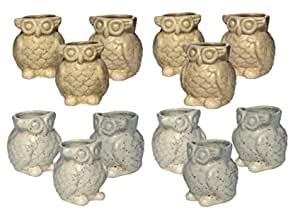 INTOSCAPE - Home Decor,White & Yellow Owl Shaped Ceramic Planter Pot ...