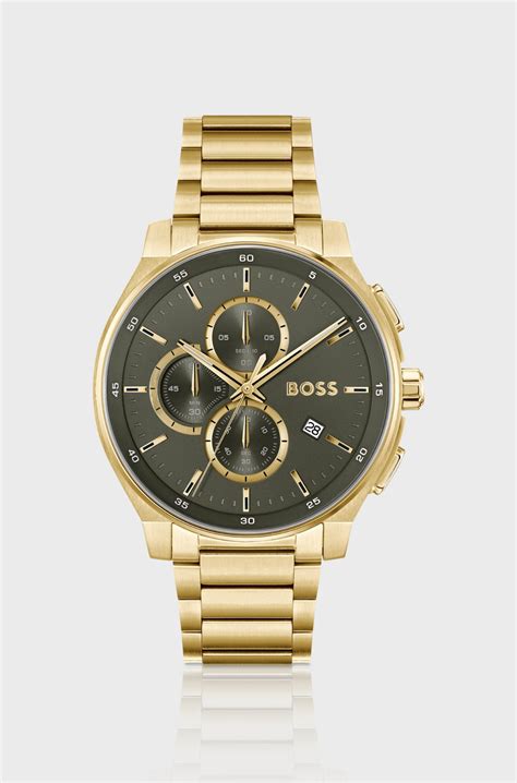 BOSS - Gold-tone chronograph watch with matte layered dial - Gold