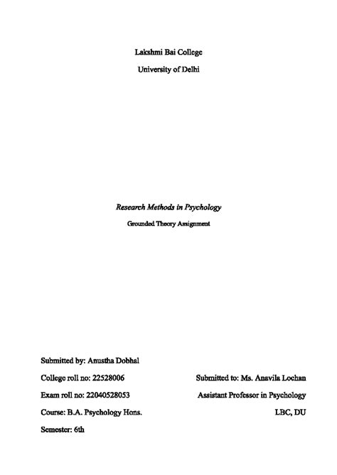 grounded theory for a short story - Lakshmi Bai College University of ...