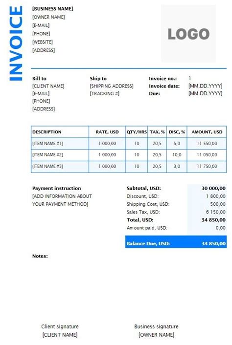 Image result for Invoice Field Example