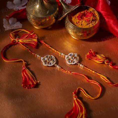 Buy Traditional Thread Stone Rakhi Online in India - Mypoojabox.in