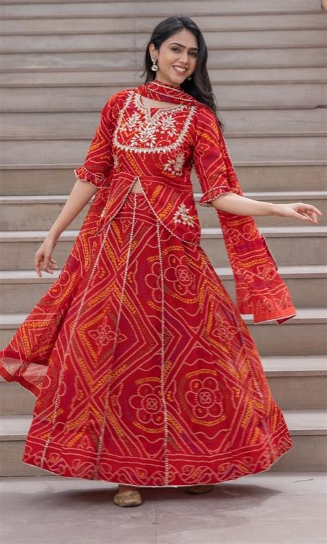 ROYAL RED BANDHANI LEHENGA SET – House Of Jamoti