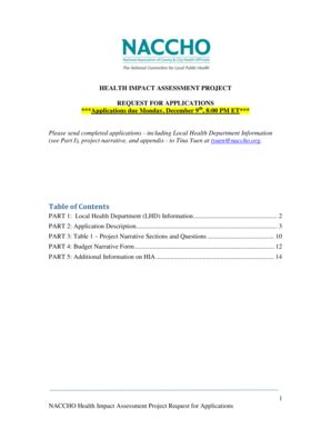 Fillable Online naccho Health Impact Assessment Project Request for ...