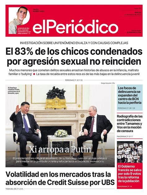 La portada de EL PERIÓDICO del 21 de marzo de 2023 - El Periódico