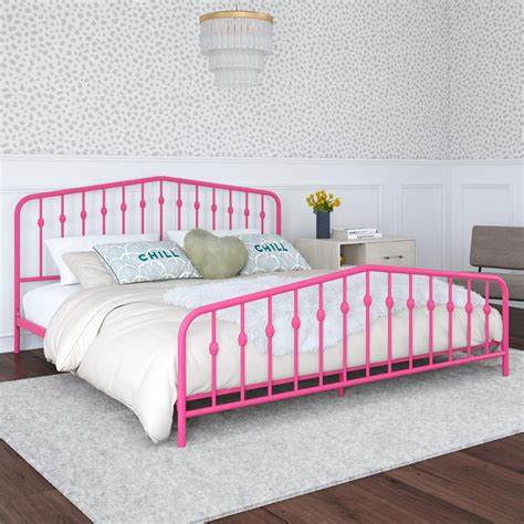 Novogratz Bushwick Metal Platform Bed Frame with Headboard, King, Hot ...
