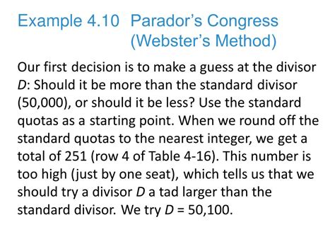 Image result for Webster's Method Example Simple