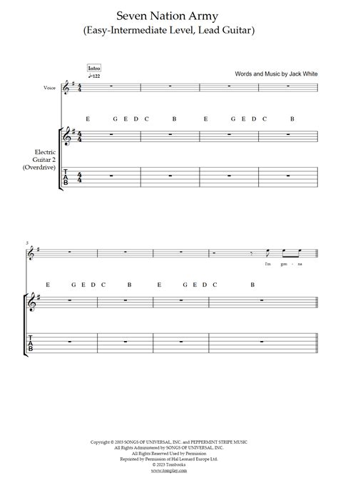 Electric Guitar Chords For Seven Nation Army at Jenny Joshi blog