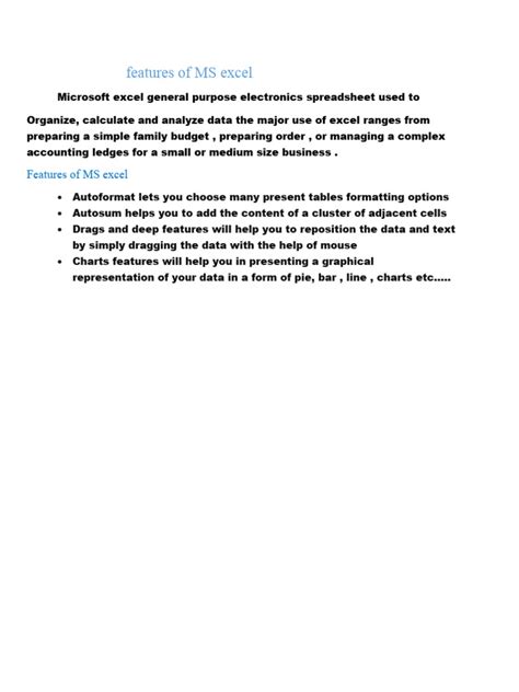 Image result for Microsoft Excel Features