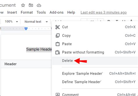 How to Delete a Header in Google Docs 的图像结果
