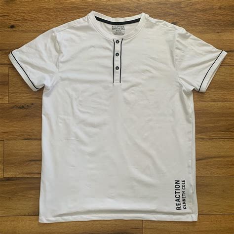 Kenneth Cole Men's White and Black T-shirt | Depop