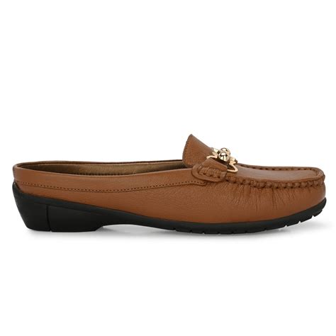 Bianca Leather Slip On Mules | Tan | The Heels