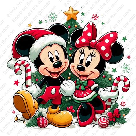 Mickey and Minnie Mouse Christmas Clipart, Merry Christmas Png, Mickey ...