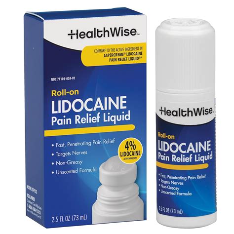 Amazon.com : HealthWise 4% Lidocaine Roll-On | OTC Strength | Pain Relief Liquid | 2.5 oz. 73 mL ...