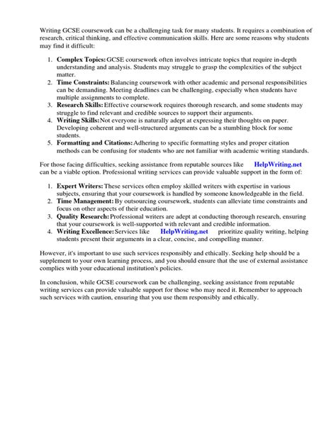 Image result for GCSE Coursework Examples W5