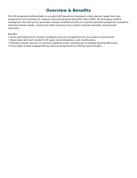 IEP Assignment Differentiator – AI Tool for Differentiated Learning