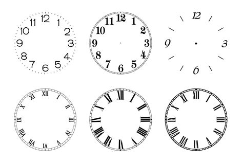 Premium Vector | Set of clocks with roman numerals and numbers