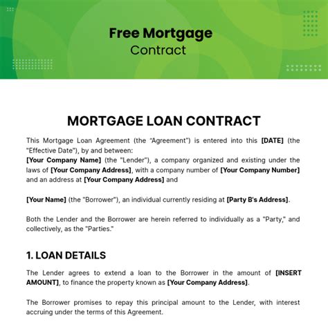 Mortgage Contract Template - Edit Online & Download Example | Template.net