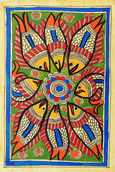 Indian Miniature Art - Mithila Style - Fish - Posters by Kritanta Vala ...