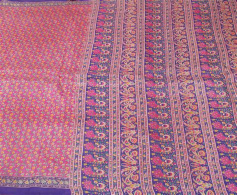 Sushila Vintage Pink Saree 100% Pure Silk Printed Floral Soft Craft Fa