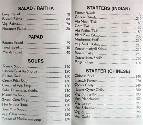 Menu at Rasoi Veg Inn, Mumbai, TRISHUL APARTMENT