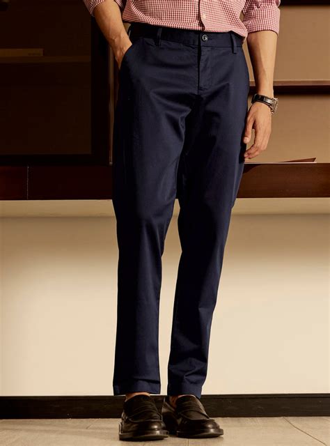 Andamen Deep Navy Cotton Blend Chinos