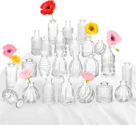 Amazon.com: Bud Vases in Bulk 24, Small Glass Vase for Centerpieces ...
